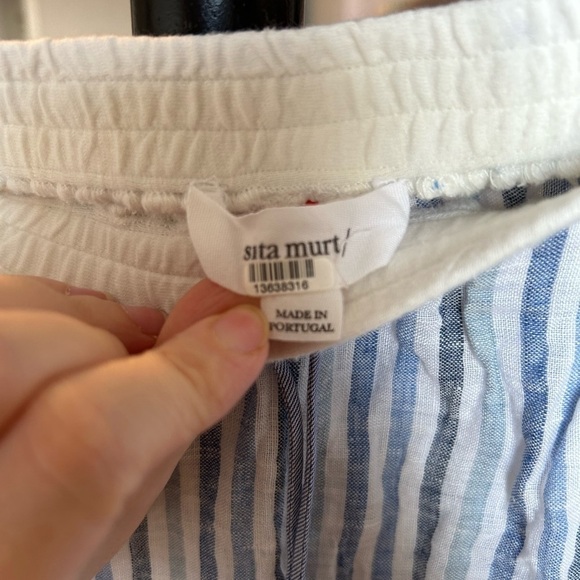 Sita Murt blue and white striped linen midi length skirt - Picture 5 of 8